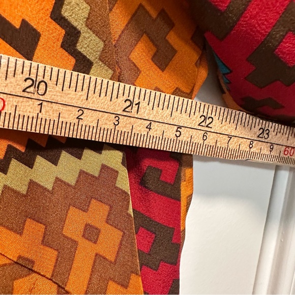 VTG Linea Louis Dell’Olio Tunic 100% Silk 1X Multicolor Geometric Western Boho - Picture 6 of 9